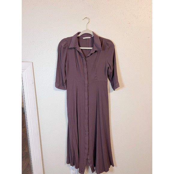 Soft Surroundings Brown Laurel Modest Maxi Gauze Button Up Shirt Dress - Picture 2 of 7